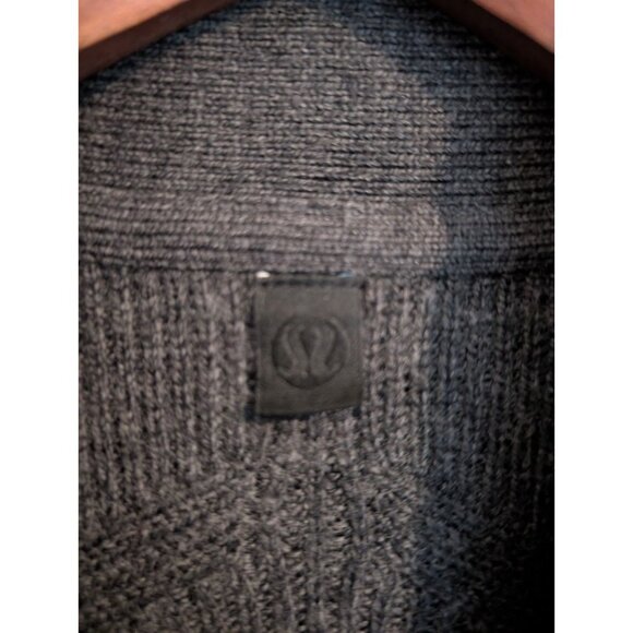 Lululemon Merino Wool-Blend Ribbed Long Wrap Sweater Heather Black Size 6 - Picture 8 of 13